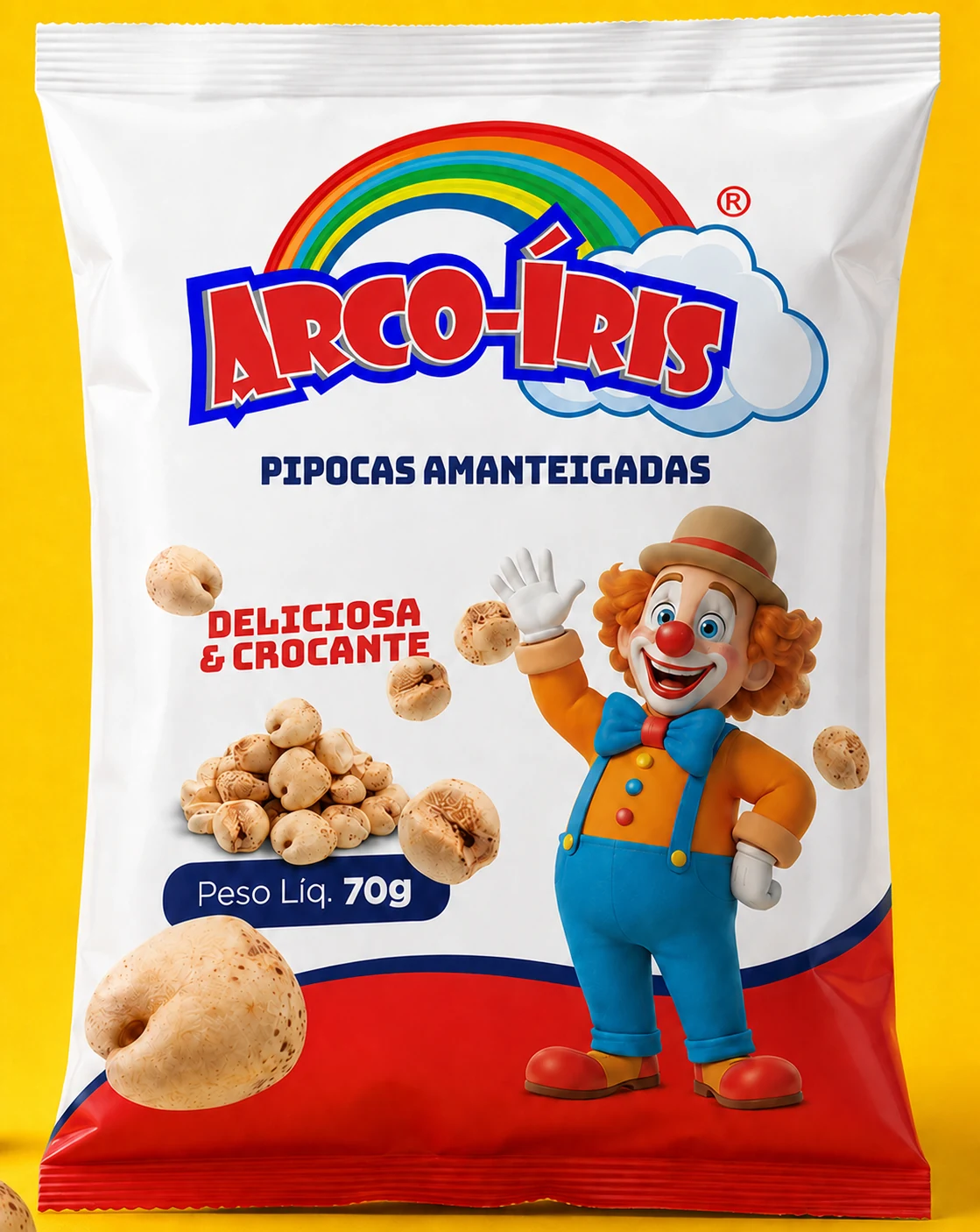 Embalagem branca de Pipoca Arco-Íris 70g