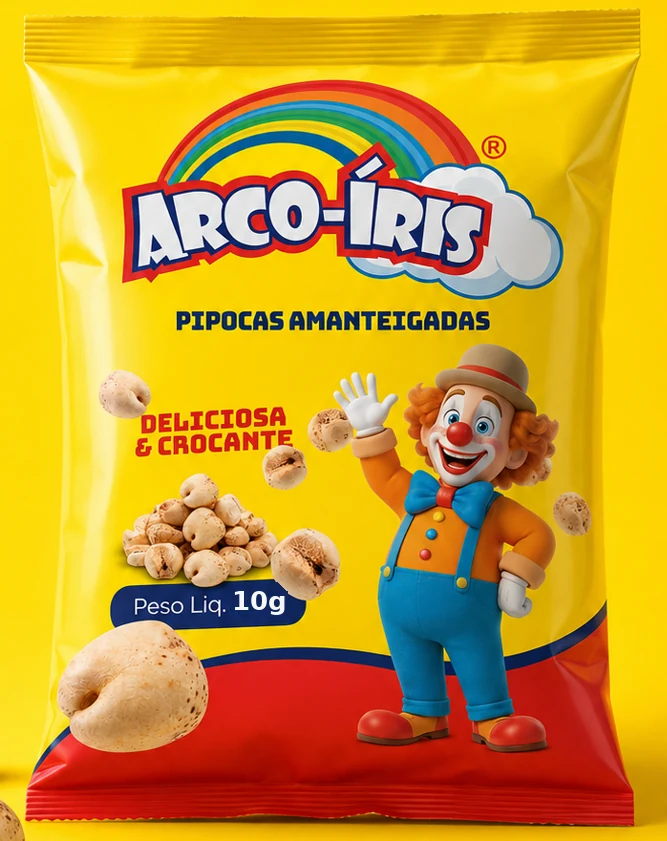 Embalagem amarela de Pipoca Arco-Íris 10g